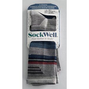 Sockwell Mens Parks Twill Crew Compression Socks L-XL Moderate 15-20mmHg Merino